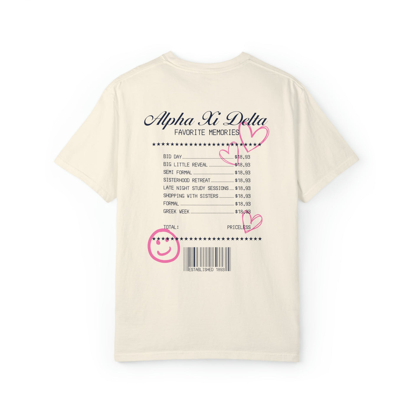 Alpha Xi Delta Sorority Receipt Comfy T-shirt