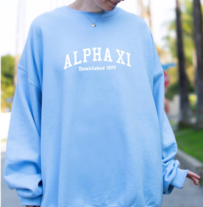 Alpha Xi Delta Sorority Varsity College Alpha Xi Crewneck Sweatshirt
