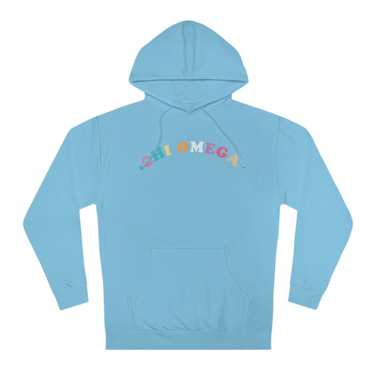 Chi Omega Colorful Text Cute MadHappy Trendy Chi O Sorority Hoodie