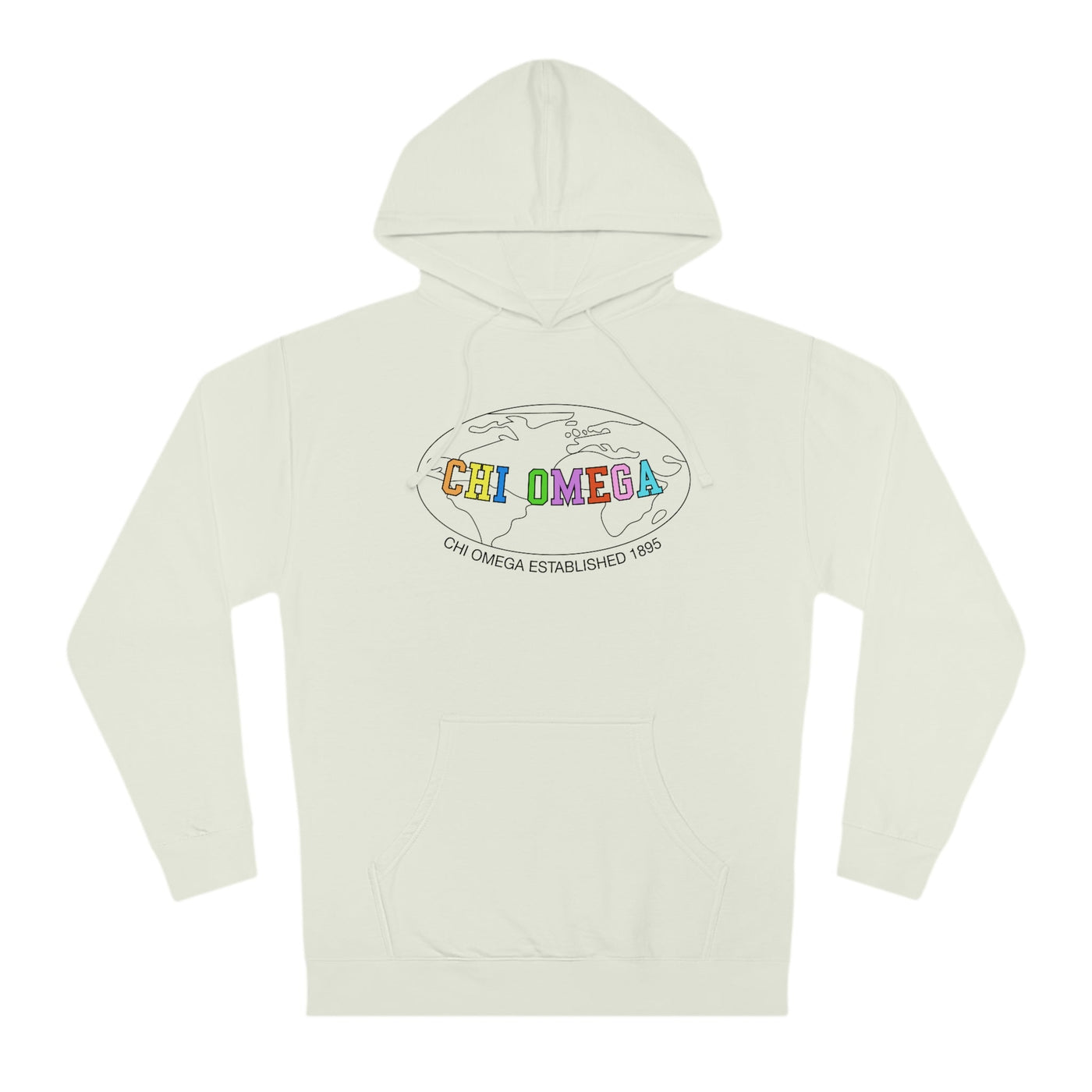 Chi Omega Colorful Text Cute World Trendy Chi O Sorority Hoodie