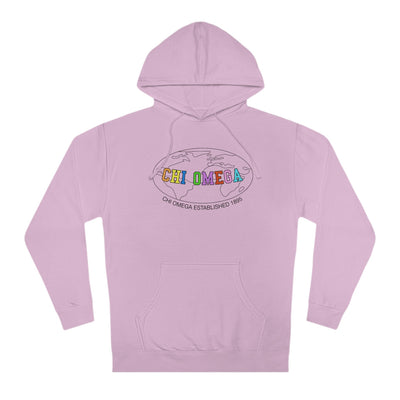 Chi Omega Colorful Text Cute World Trendy Chi O Sorority Hoodie