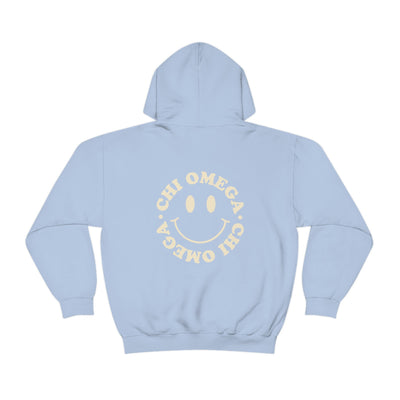 Chi Omega Smiley Sorority Sweatshirt | Trendy Chi O Custom Sorority Hoodie