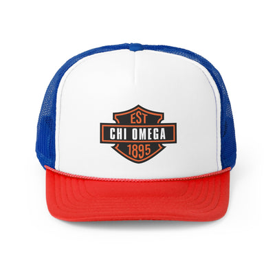 Chi Omega Trendy Motorcycle Trucker Hat