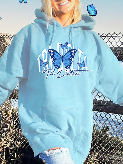 Delta Delta Delta Baby Blue Butterfly Cute Sorority Sweatshirt
