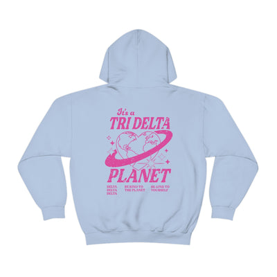 Delta Delta Delta Planet Hoodie | Be Kind to the Planet Trendy Sorority Hoodie | Greek Life Sweatshirt | Trendy Sorority Sweatshirt