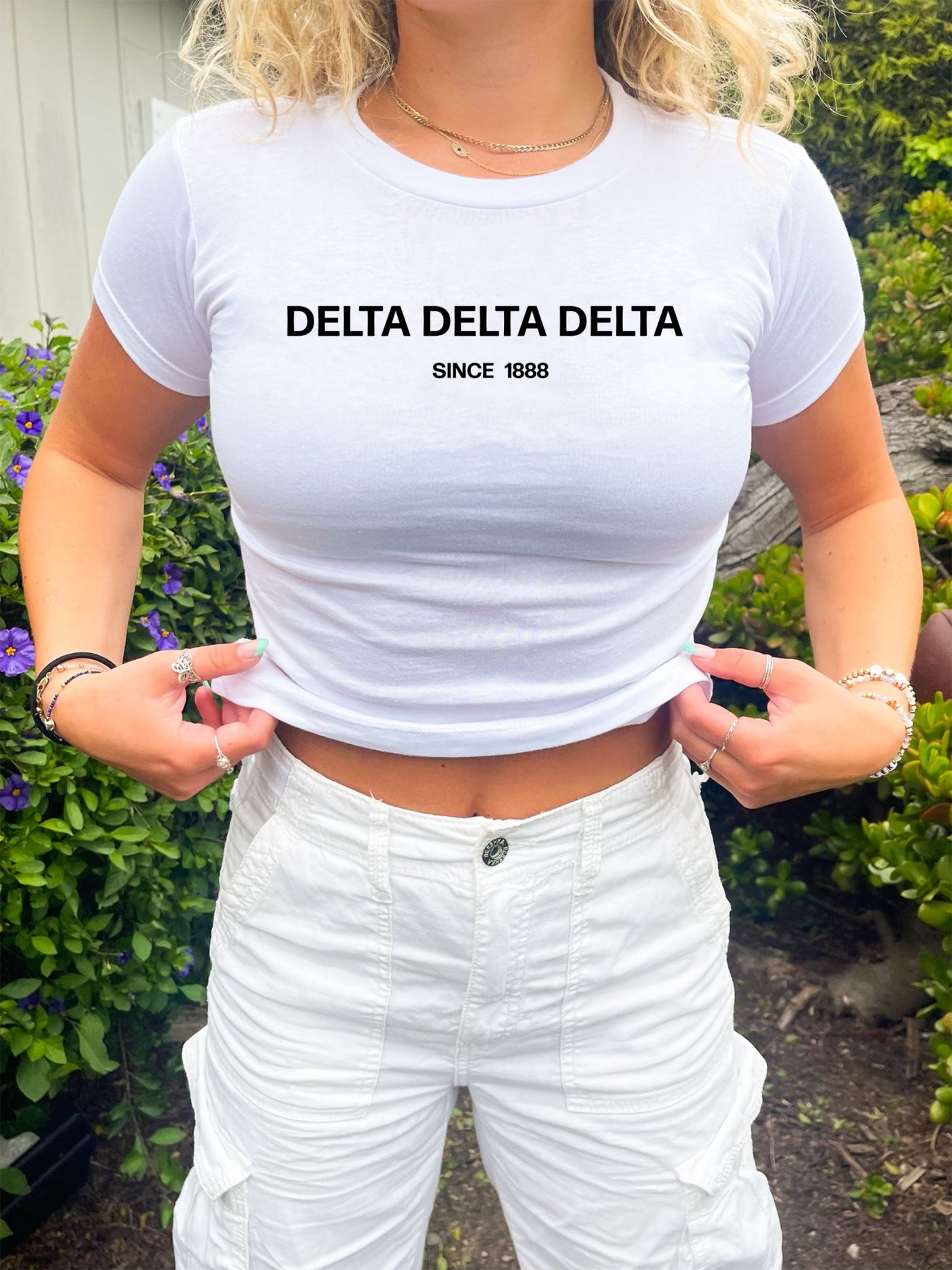 Delta Delta Delta Sorority Baby Tee Crop Top