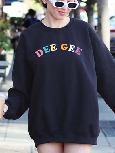 Delta Gamma Colorful Text Cute Dee Gee Sorority Crewneck Sweatshirt