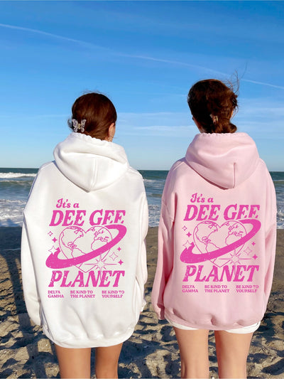 Delta Gamma Planet Hoodie | Be Kind to the Planet Trendy Sorority Hoodie | Greek Life Sweatshirt | Trendy Sorority Sweatshirt