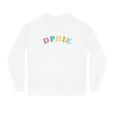 Delta Phi Epsilon Colorful Text Cute DPhiE Sorority Crewneck Sweatshirt