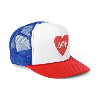 Delta Phi Epsilon Heart Letters Sorority Foam Trucker Hat