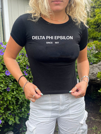 Delta Phi Epsilon Sorority Baby Tee Crop Top