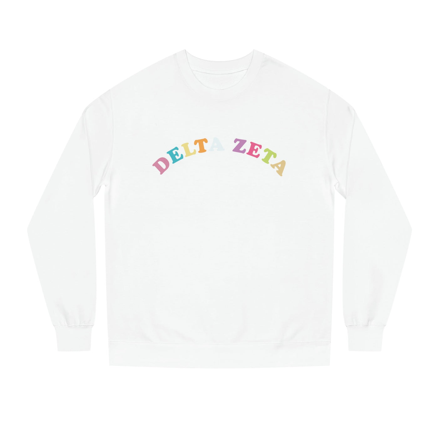 Delta Zeta Colorful Text Cute Delta Zeta Sorority Crewneck Sweatshirt