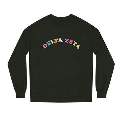 Delta Zeta Colorful Text Cute Delta Zeta Sorority Crewneck Sweatshirt