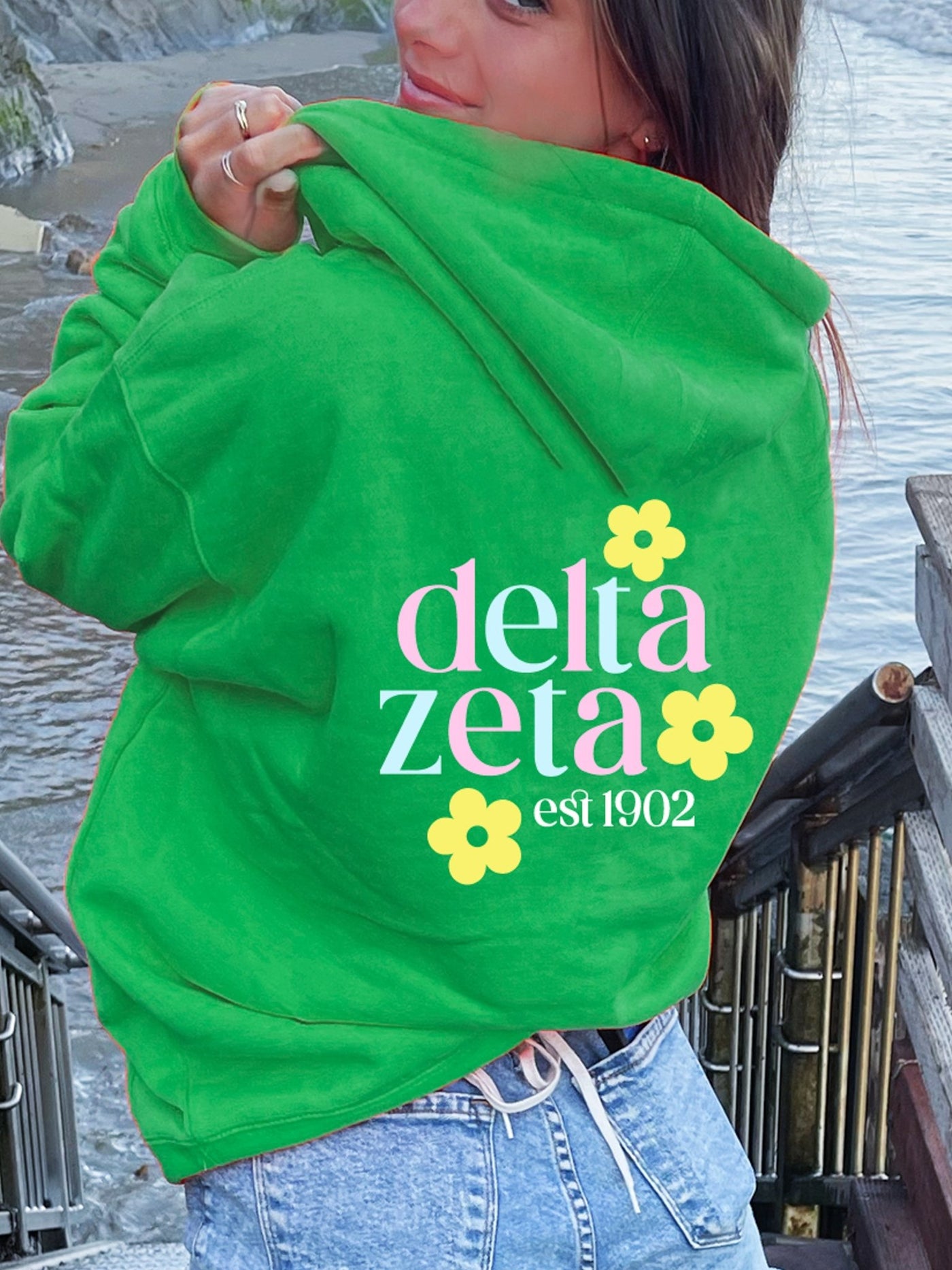 Delta Zeta Flower Sweatshirt, Dee Zee Sorority Hoodie