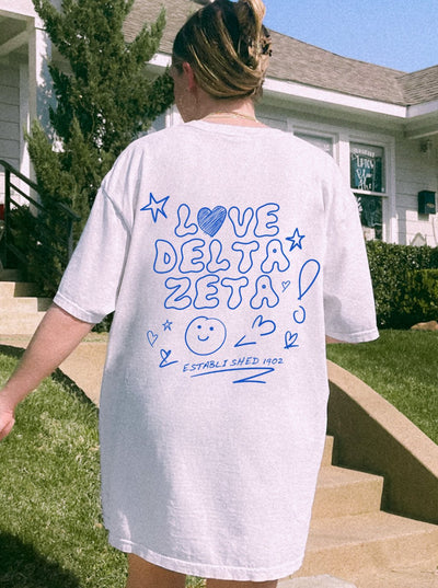 Delta Zeta Love Doodle Sorority T-shirt