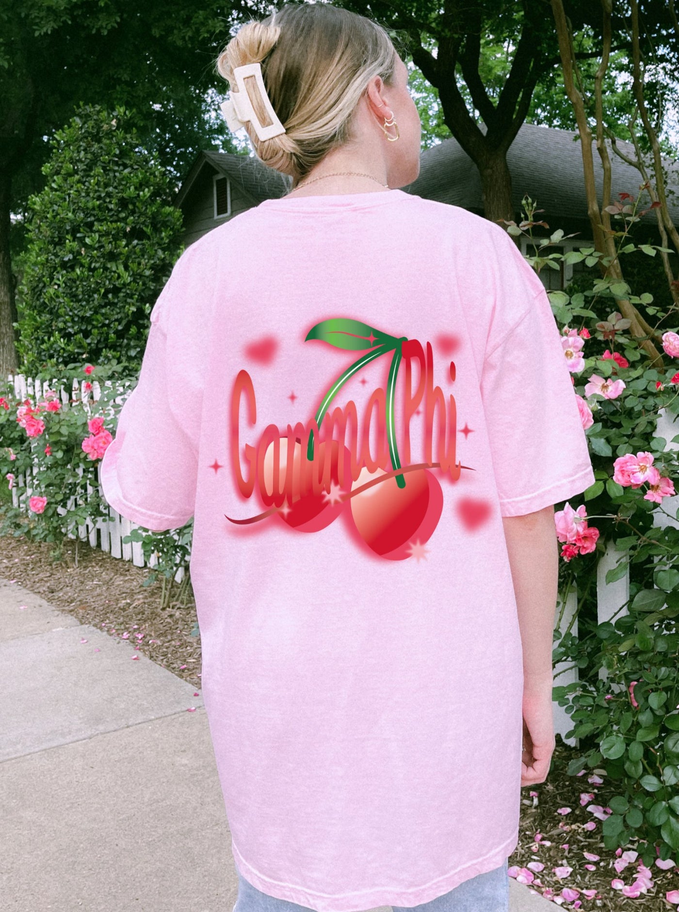 Gamma Phi Beta Cherry Airbrush Sorority T-shirt