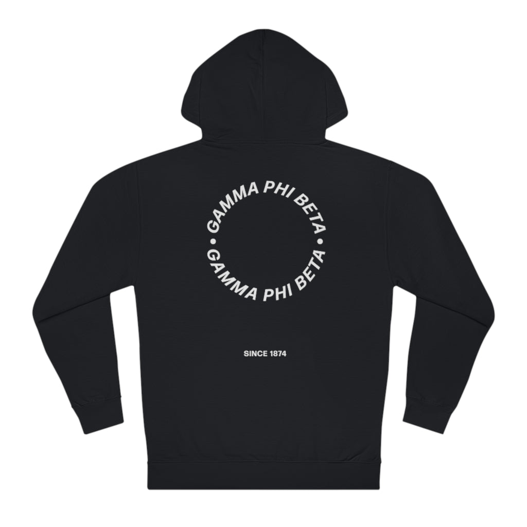 Gamma Phi Beta Simple Trendy Cute Circle Sorority Hoodie Sweatshirt Design Black