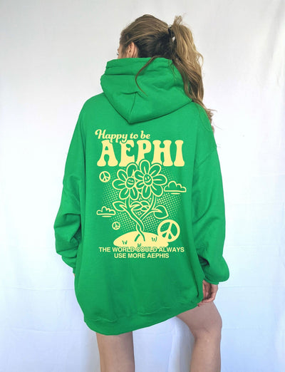 Happy to Be AEPhi Sorority Sweatshirt | Alpha Epsilon Phi Trendy Sorority Hoodie