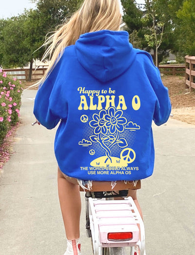 Happy to Be Alpha O Sorority Sweatshirt | Alpha Omicron Pi Trendy Sorority Hoodie
