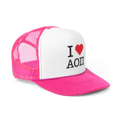 I Heart Alpha Omicron Pi Sorority Foam Trucker Hat