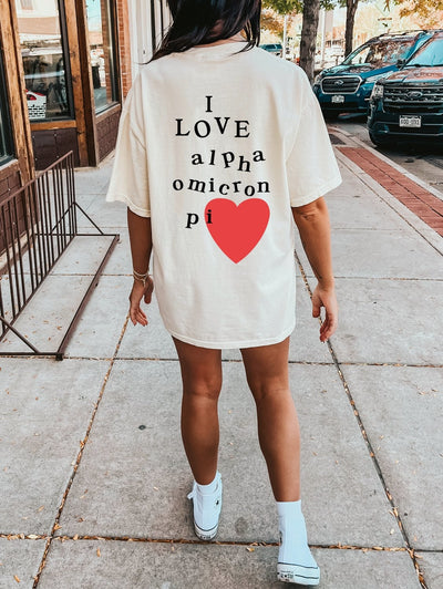I Love Alpha Omicron Pi Sorority Comfy T-Shirt