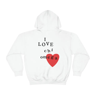 I Love Chi Omega Sorority Sweatshirt | Trendy ChiO Custom Sorority Hoodie