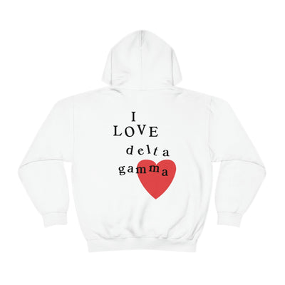 I Love Delta Gamma Sorority Sweatshirt | Trendy DG Custom Sorority Hoodie