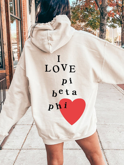 I Love Pi Beta Phi Sorority Sweatshirt | Trendy Custom Pi Phi Sorority Hoodie