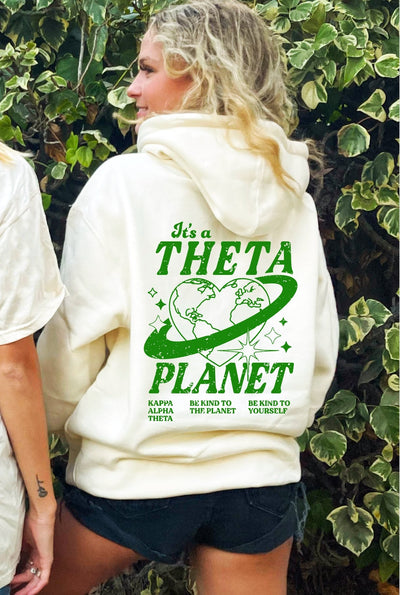 Kappa Alpha Theta Planet Hoodie | Be Kind to the Planet Trendy Sorority Hoodie | Greek Life Sweatshirt | Theta comfy hoodie