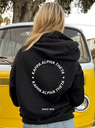 Kappa Alpha Theta Simple Trendy Cute Circle Sorority Hoodie Sweatshirt Design Black