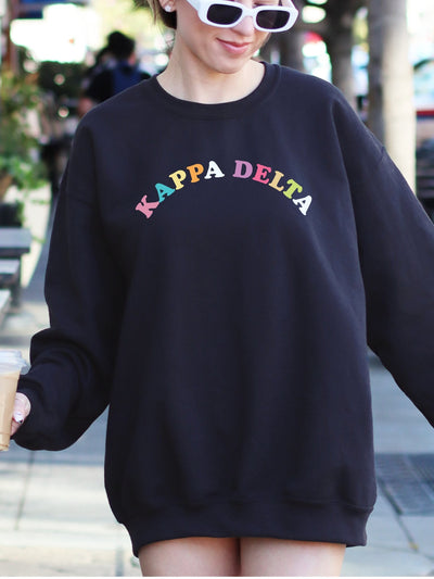 Kappa Delta Colorful Text Cute Kappa Delta Sorority Crewneck Sweatshirt