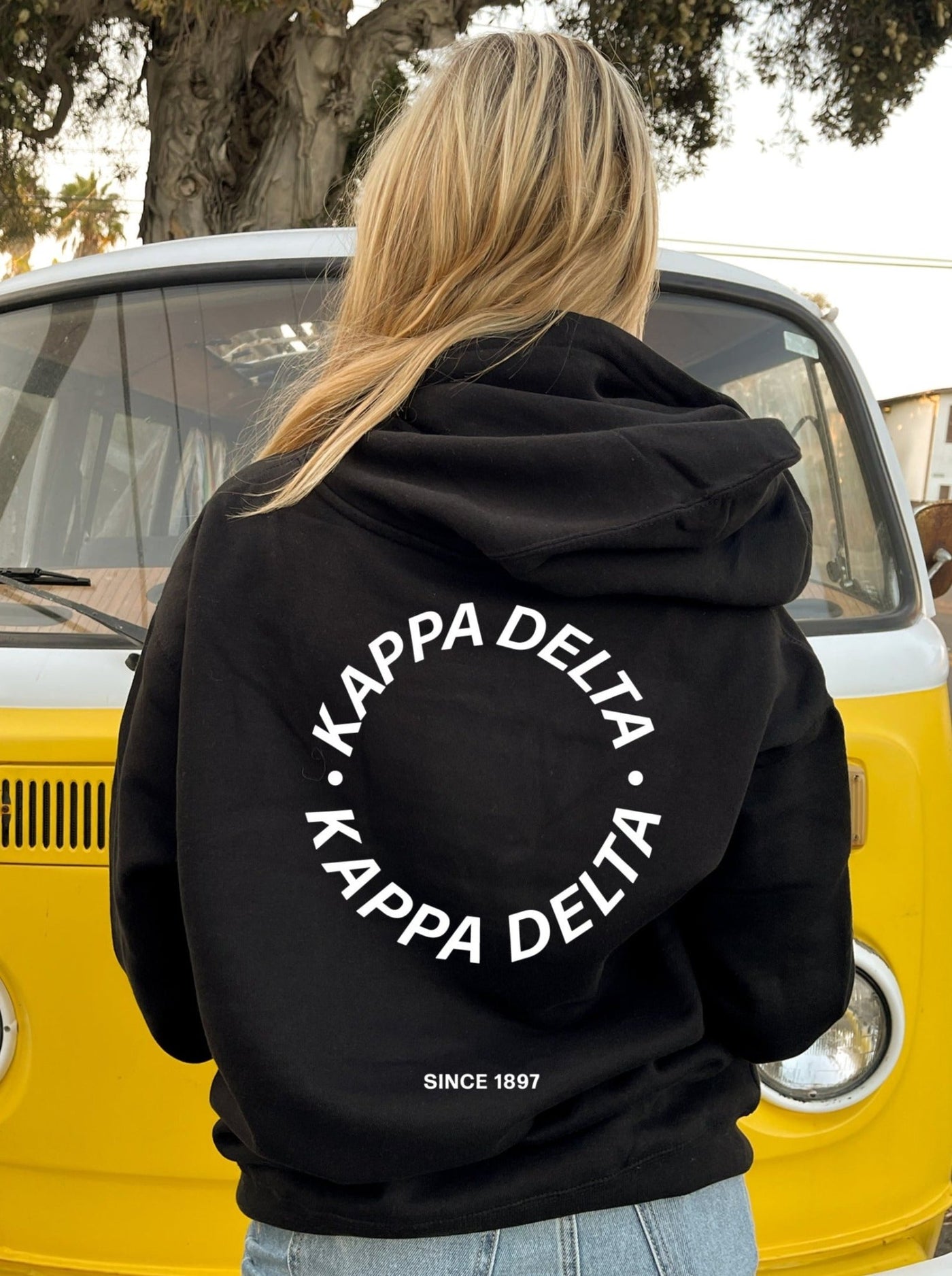 Kappa Delta Simple Trendy Cute Circle Sorority Hoodie Sweatshirt Design Black