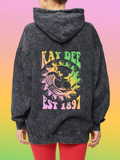 Kappa Delta Yin-Yang Surf Sorority Hoodie Mineral Wash Tie Dye