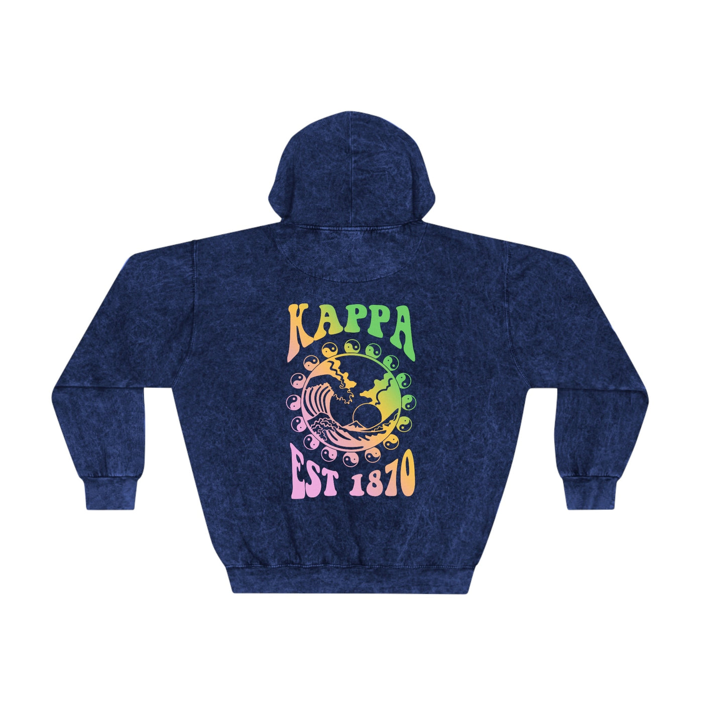 Kappa Kappa Gamma Yin-Yang Surf Sorority Hoodie Mineral Wash Tie Dye