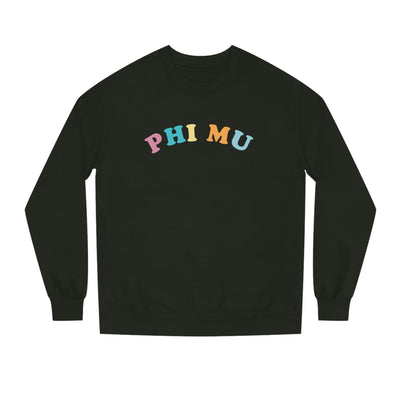 Phi Mu Colorful Text Cute Phi Mu Sorority Crewneck Sweatshirt