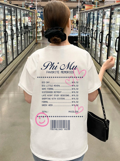 Phi Mu Sorority Receipt Comfy T-shirt