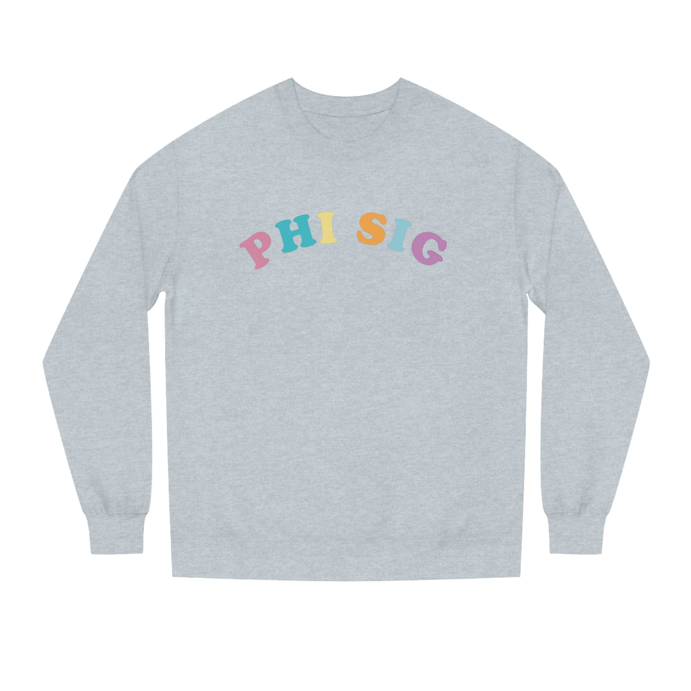 Phi Sigma Sigma Colorful Text Cute PhiSig Sorority Crewneck Sweatshirt