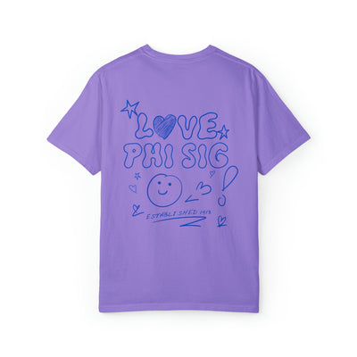 Phi Sigma Sigma Love Doodle Sorority T-shirt