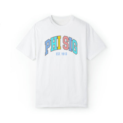 Phi Sigma Sigma Pastel Varsity Sorority T-shirt