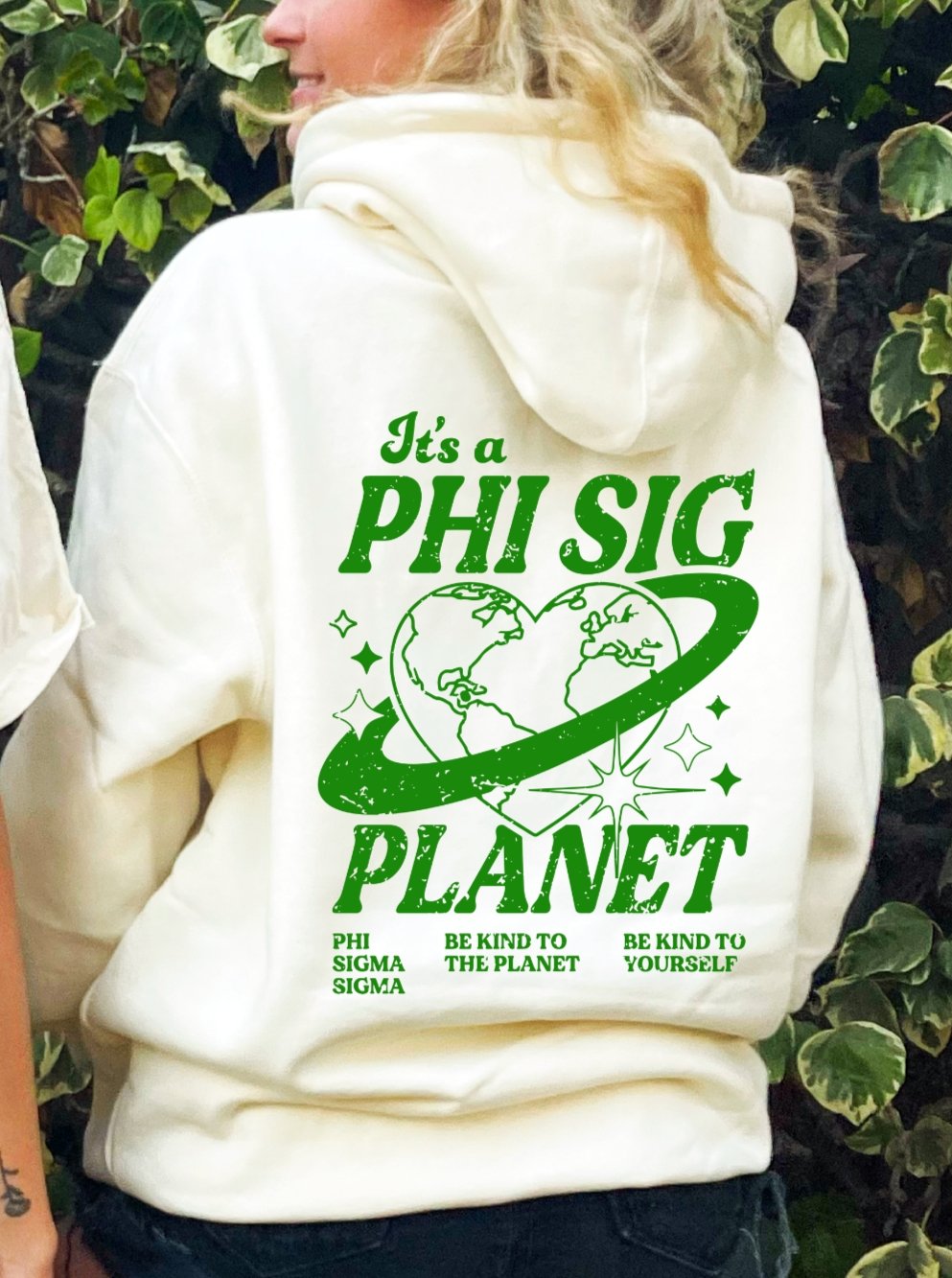 Phi Sigma Sigma Planet Hoodie | Be Kind to the Planet Trendy Sorority Hoodie | Greek Life Sweatshirt | Phi Sig comfy hoodie