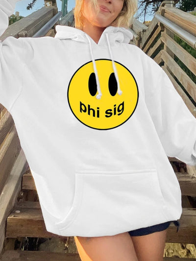 Phi Sigma Sigma Smiley Logo Drew Phi Sig Sorority Hoodie Phi Sig Smiley Sweatshirt