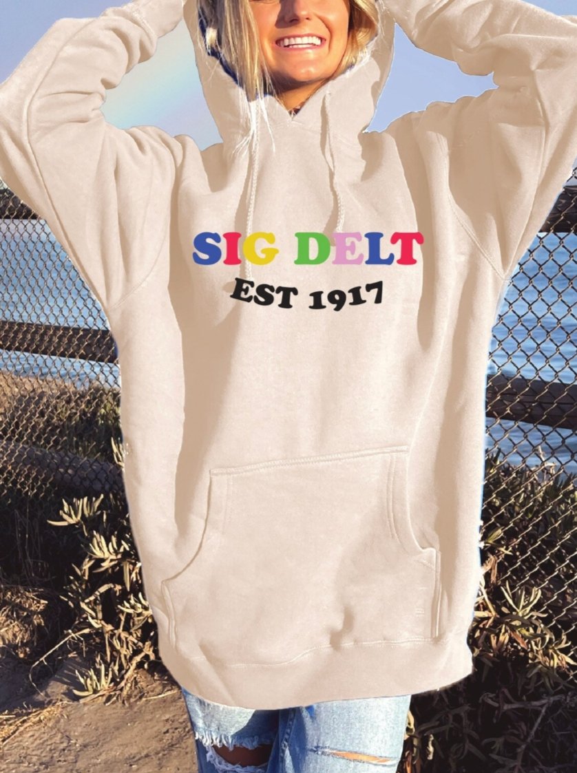 Sigma Delta Tau Colorful Sorority Sweatshirt SigDelt Hoodie