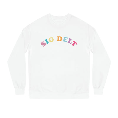 Sigma Delta Tau Colorful Text Cute Sig Delt Sorority Crewneck Sweatshirt