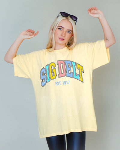 Sigma Delta Tau Pastel Varsity Sorority T-shirt