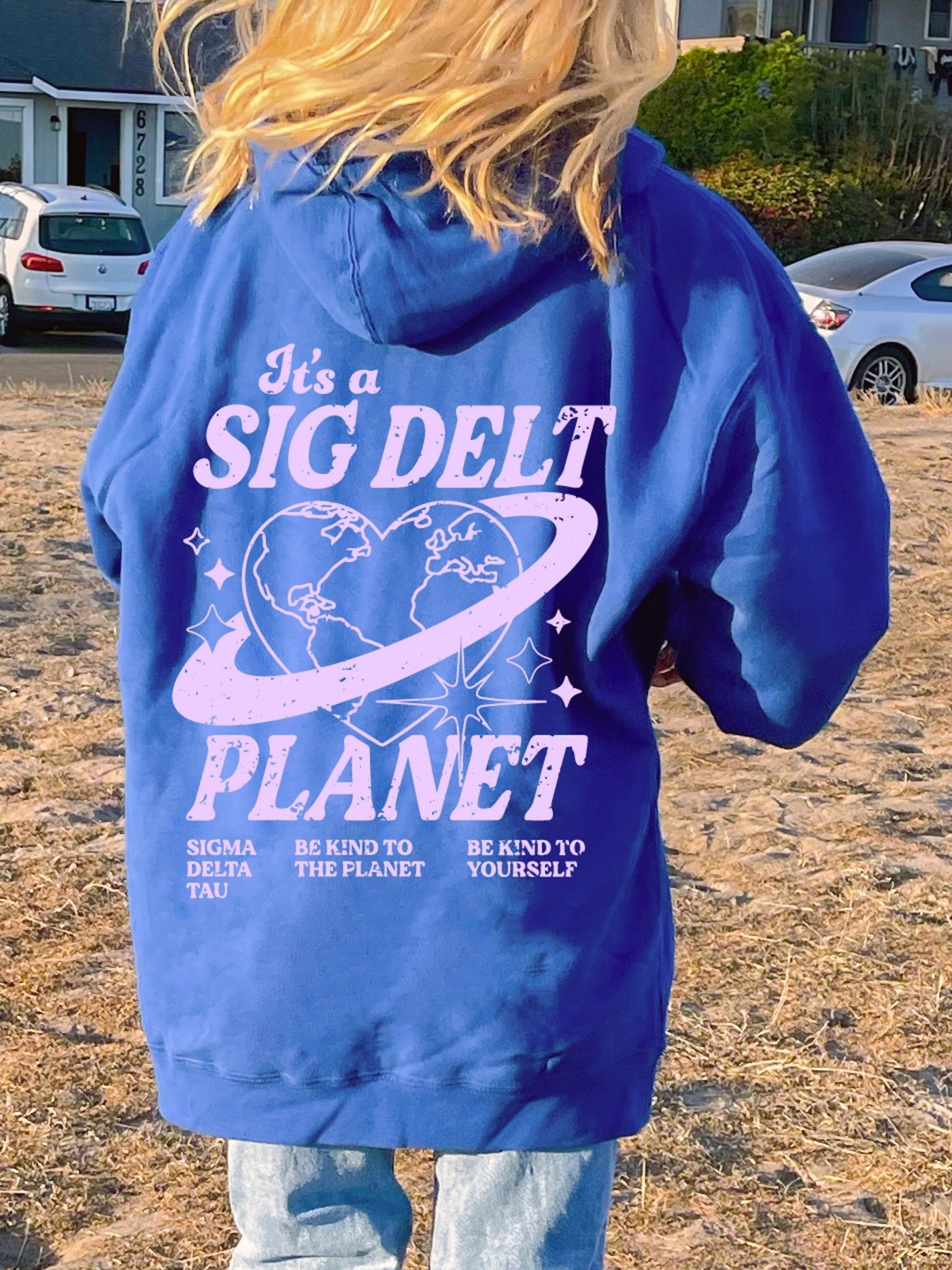 Sigma Delta Tau Planet Hoodie | Be Kind to the Planet Trendy Sorority Hoodie