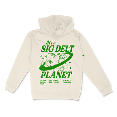 Sigma Delta Tau Planet Hoodie | Be Kind to the Planet Trendy Sorority Hoodie | Greek Life Sweatshirt | Sig Delt comfy hoodie