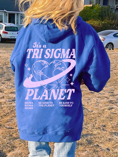 Sigma Sigma Sigma Planet Hoodie | Be Kind to the Planet Trendy Sorority Hoodie