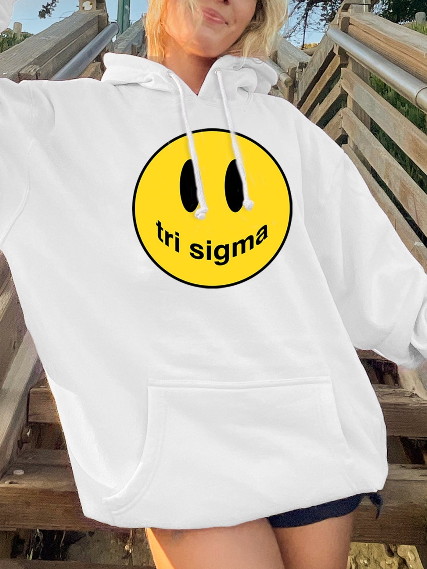 Sigma Sigma Sigma Smiley Logo Drew Tri Sigma Sorority Hoodie Tri Sigma Smiley Sweatshirt