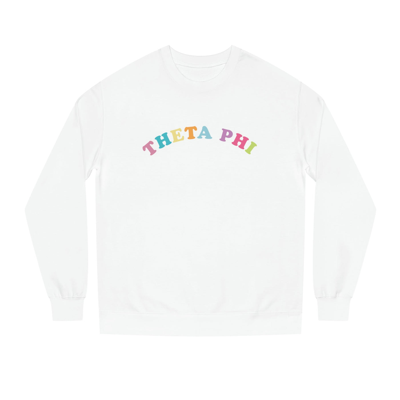 Theta Phi Alpha Colorful Text Cute Theta Phi Sorority Crewneck Sweatshirt