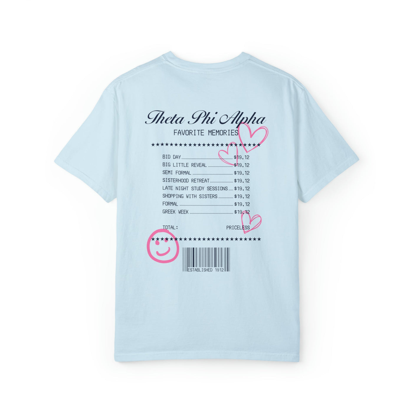 Theta Phi Alpha Sorority Receipt Comfy T-shirt